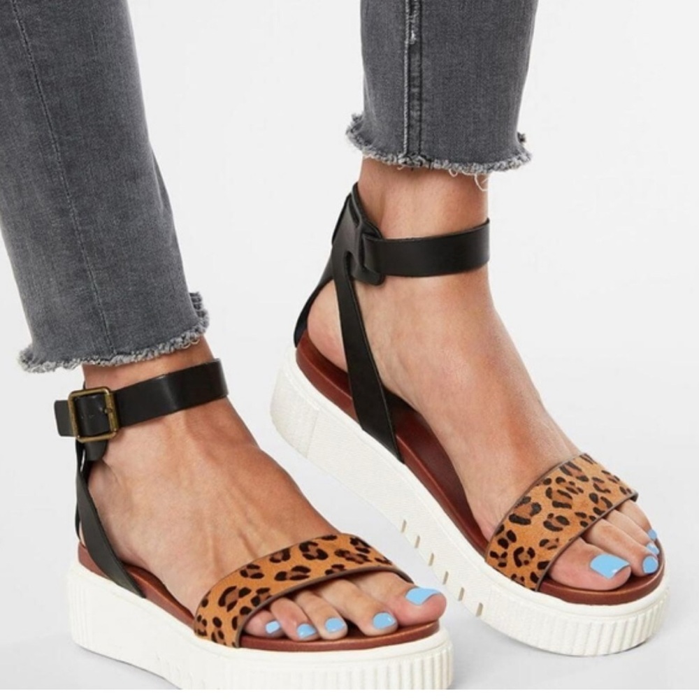 MIA Kaylie Leopard Black and Leopard Print Sandals